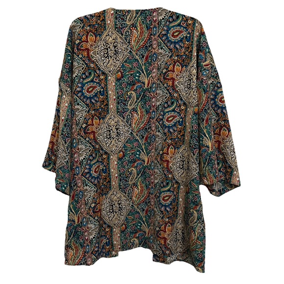 NWOT Boho Mixed Prints Open Front Kimono L - Picture 10 of 13